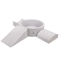 KiddyMoon Spielplatz aus Schaumstoff mit Bällebad und Bällen Hindernisläufen, hellgrau:grau/weiß/türkis, Bällebad (300 Bälle) + Version 4