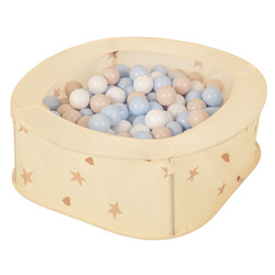 NK-200X Faltbarer Laufstall Bällepool für Kinder mit Bälle Pop-Up Laufgitter, hellbeige:pastellbeige/pastellblau/weiß, 100 Bälle