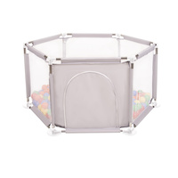 Sechseckiger Laufstall mit Bällen Laufgitter für Kinder, Grau:gelb/grün/blau/rot/orange, 400 Bälle