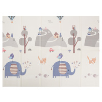 KiddyMoon Babymatte Zweiseitige Krabbelmatte Schaumstoffmatte Für Kinder Kindermatte Kindgerechte Muster Spielplatz Entwicklung Sicherer Und Bequemer Ideal Für Drinnen Und Draußen, Grau-Bergen/Elefant, 150x200x1cm