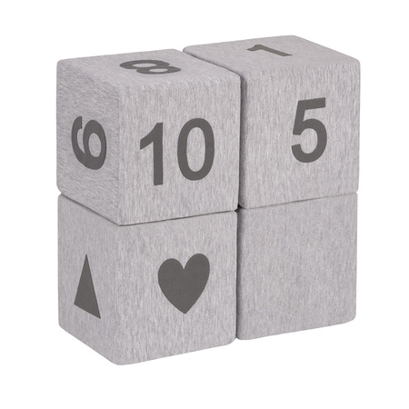 KiddyMoon Schaumstoff Würfel für Baby Weiche Blöcke Schaum Spielzeug Montessori-Spielzeug mit Schaum und viel Spaß für Kinder, Mix: hellgrau-drucken, 4 Stücke