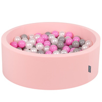 KiddyMoon Bällebad Bällepool mit bunten Bällen ∅ 7Cm  für Babys Kinder Rund, pink:perle/grau/pink, 90 x 30 cm 200 Bälle