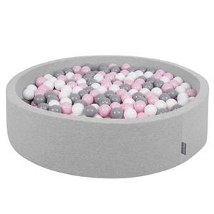 KiddyMoon Rund Bällebad Bällepool ∅ 7Cm Ballgruben Bunten Bällen Für Babys Spielbad Kleinkinder, Hergestellt in der EU, hellgrau:weiß-grau-puderrosa, 120x30cm/1000 Bälle