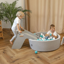 KiddyMoon Rutsche / Sitz 2in1 aus Holz für Kleinkinder, Freistehende Rutsche SC-002, grau, Groß