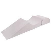 KiddyMoon Spielplatz aus Schaumstoff mit Bällebad und Bällen Hindernisläufen, hellgrau:puderrosa/perle/transparent, Bällebad (200 Bälle) + Version 4