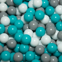 Bällebad Bällepool für Baby Kinder mit 200 bunten Bällen Rund, dunkelgrau: grau/weiß/türkis, 90x30cm/300 Bälle