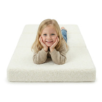 KiddyMoon Kindersessel Für Kinder mit Kissen, Teddy-Plüsch, Aufklappen Sessel Für Kinderzimmer Stuhl Faltmatratze, cremig, Kindersofa mit Kissen