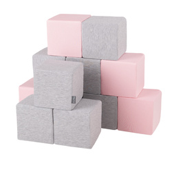 KiddyMoon Schaumstoff Würfel für Baby Weiche Blöcke Schaum Spielzeug Montessori-Spielzeug mit Schaum und viel Spaß für Kinder, Hergestellt in der EU, Blöcke: hellgrau-pink, 12 Stücke