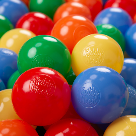 KiddyMoon Kinder Bälle für Bällebad Baby Plastikbälle Spielbälle ∅6cm Made in EU, gelb/grün/blau/rot/orange, 500 Bälle/6cm
