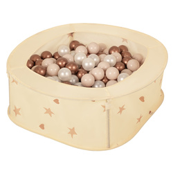 NK-200X Faltbarer Laufstall Bällepool für Kinder mit Bälle Pop-Up Laufgitter, hellbeige:pastellbeige/kupferrot/perle, 100 Bälle
