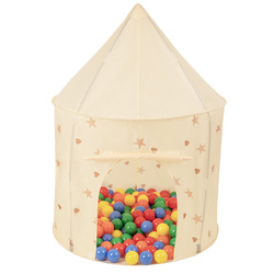 Kinderzelt Spielzelte in Pavillonform Für Kinder Leicht Aufzubauen Tragbar Spielhaus Perfekt Für Drinnen Und Draußen, hellbeige: gelb/grün/blau/rot/orange, 400 Bälle