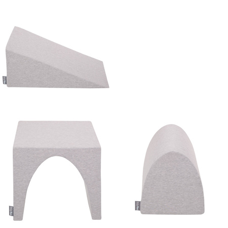 KiddyMoon Spielplatz aus Schaumstoff mit Quadrat Bällebad Bälle Hindernisläufen, hellgrau:grau/weiß/türkis, Bällebad (300 Bälle) + Version 2