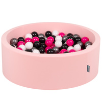 KiddyMoon Bällebad Bällepool mit bunten Bällen ∅ 7Cm  für Babys Kinder Rund, pink:weiß/schwarz/silbern/dunkelpink, 90 x 30 cm 200 Bälle