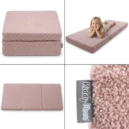 KiddyMoon Kinder Matratzen Mit Kissen, Teddy-Plüsch Aufklappen Aus Schaumstoff Kindermatratze Kinderzimmer Faltmatratze, rosa, Matratzen mit Kissen