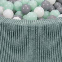 KiddyMoon Bällebad für Kinder aus Schaumstoff, 90 x 30 cm, weicher Rippbezug, abnehmbarer Bezug, weiches und sicheres Spielzeug, waschbar, Grün: Weiß/Grau/Minze, 90 x 30 cm 200 Bälle