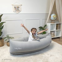 KiddyMoon Peapod Sensorischer Stuhl für Kinder Aufblasbarer Entlastungstherapie, grau, L