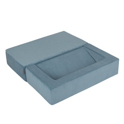 KiddyMoon Kindersofa Modular mit Weichem Zwickel und Bällen Für Kinderzimmer Bequem Vielseitig Gerippter Stoff Abnehmbarer Bezug Perfekt zum Spielen und Entspannen, blau, Sofa/Zwickel