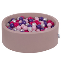 KiddyMoon Bällebad Bällepool mit bunten Bällen ∅ 7Cm für Babys Kinder Rund, erikafarben: puderrosa/perle/violett/dunkelpink, 90x30cm/200 Bälle