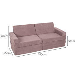 KiddyMoon Kindersofa Aufklappen aus Schaumstoff Spielsofa für Kinder Schlafsofa Kindersessel Kinder Couch Kinder Sofa für Kinderzimmer Kindercouch Faltmatratze Matratzen, Violett, 140x55x30 cm