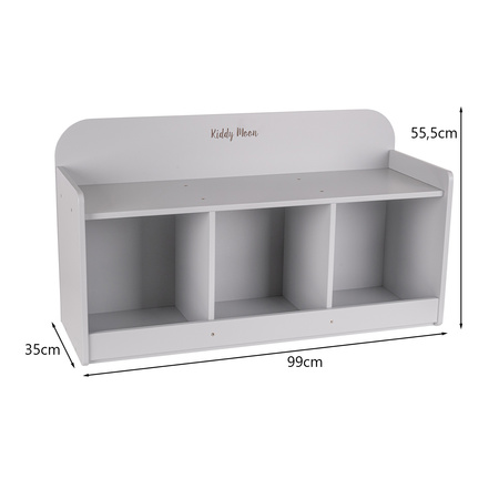 KiddyMoon Sitzbank mit Sitzfläche für Kinder Multifunktional Kindermöbel zum Sitzen Aufbewahrung Spielzeug Kind, Grau, UNI