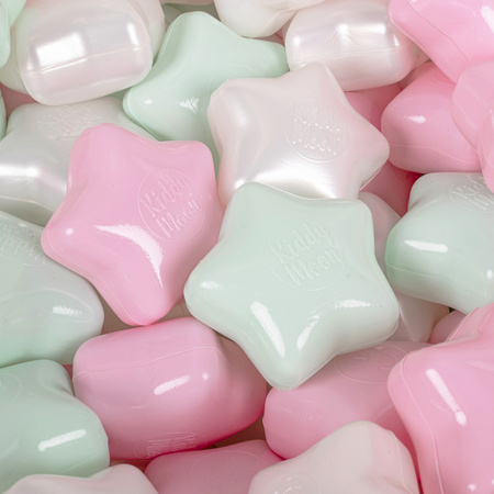 ZKG6-03-100 KiddyMoon Plastiksterne für Kinder 6 cm Sternchen Bälle Kugeln Kunststoff , Puderrosa/ Perle/ Minze