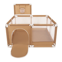 Laufstall mit Korb und Bällen Laufgitter für Kinder, beige:gelb/grün/blau/rot/orange, 100 Bälle