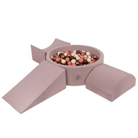 KiddyMoon Spielplatz aus Schaumstoff mit Bällebad und Bällen Hindernisläufen, erikafarben:braun/kupferrot/pastellbeige/lachsfarben, Bällebad (200 Bälle) + Version 4