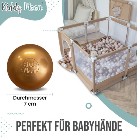 KiddyMoon Kinder Bälle für Bällebad Baby Spielbälle Plastikbälle ∅7cm Made in EU, pastellbeige/kupferrot/perle, 100 Bälle/7cm