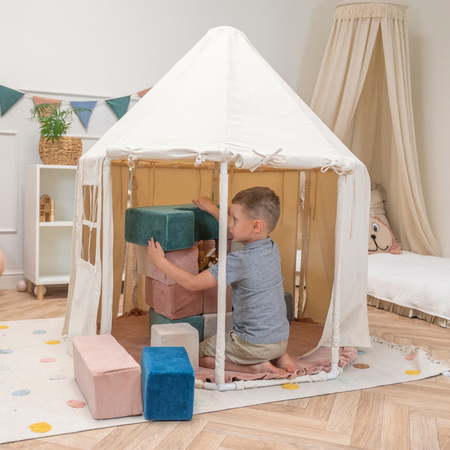 KiddyMoon Spielzelt Kinderzelt Faltbare Für Kinder Pavillon Förmiges Kinderhaus Leicht Zu Montieren Zum Spielen Und Entspannen Geeignet Für Drinnen Und Draußen, Naturfarbe, Keine Bälle