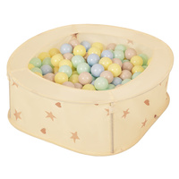 NK-200X Faltbarer Bällepool für Kinder mit Bälle Pop-Up, hellbeige:pastellbeige/pastellblau/pastellgelb/minze, 200 Bälle