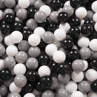 KiddyMoon Bällebad Bällepool mit bunten Bällen ∅ 7Cm  für Babys Kinder Rund, hellgrau:weiß/schwarz/grau, 90 x 30 cm 200 Bälle
