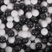KiddyMoon Bällebad Bällepool mit bunten Bällen ∅ 7Cm für Babys Kinder Rund, Panda:schwarz/weiß, 90x30cm/200 Bälle