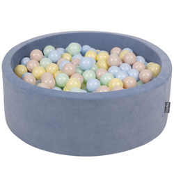 KiddyMoon Rund Bällebad Velvet Bällepool 7Cm Ballgruben Für Babys Spielbad Kleinkinder, Hergestellt in der EU, Eisblau:  Pastellbeige/ Pastellblau/ Pastellgelb/ Minze