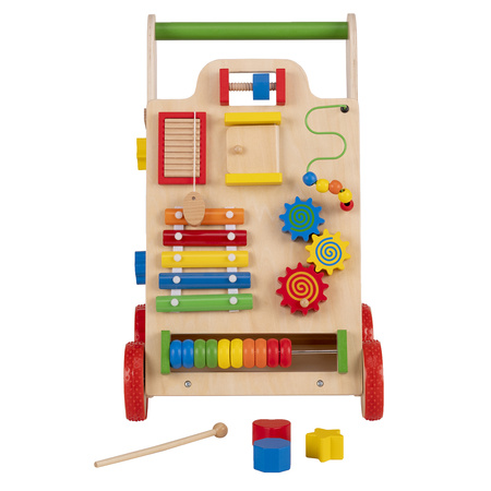 KiddyMoon Lauflernwagen aus Holz für Kinder Lauflernhilfe Spaß Babys, Laufen Lernen, Multifunktion Holzspielzeug für Kleinekinder Montessori-Spielzeug,, Mehrfarbig, Standard