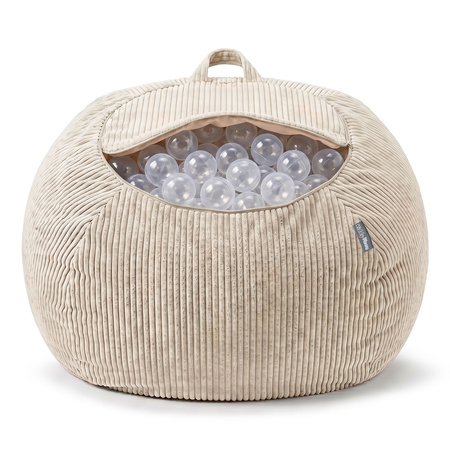 KiddyMoon Sitzsack für Kinder 2-in-1 Spielzeug Aufbewahrung 80x80x50cm, beżowy
