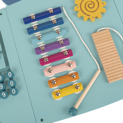 KiddyMoon Busy Board Montessori Motorikbrett Kinder Holz Dinosaurierform Lernspiel, blau, UNI
