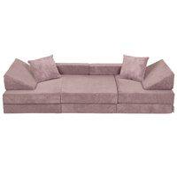 KiddyMoon Kindersofa aus Schaumstoff, Spielsofa für Kinder, Kindersessel, Sofa fürs Kinderzimmer, Kindercouch, Faltmatratze, violett, Kindersofa mit 2 Kissen