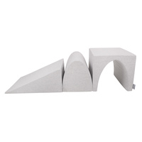 KiddyMoon Spielplatz aus Schaumstoff mit Quadrat Bällebad Bälle Hindernisläufen, hellgrau:perle/grau/transparent/puderrosa, Bällebad (300 Bälle) + Version 2