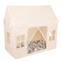 KiddyMoon Spielhaus Kinderzelt Für Kinder Kinderhaus Faltbares Design Kinder Spielzelt Indoor Kreativität Kuschelecke Kinderzelt Perfekt Für Drinnen Und Draußen Kinderzimmer, Naturfarbe:weiß/perle/pastellbeige/grüngrau, 400 Bälle