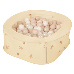 NK-200X Faltbarer Laufstall Bällepool für Kinder mit Bälle Pop-Up Laufgitter, hellbeige:pastellbeige/weiß/perle, 100 Bälle