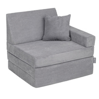 KiddyMoon Kindersessel aus Schaumstoff Sessel für Kinder Kinderzimmer Faltmatratze Relaxsessel Kuschelsessel, dunkelgrau, Kindersofa mit Kissen