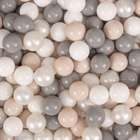 KiddyMoon Spielplatz Aus Schaumstoff Für Kinder mit Bälle Waschbare Bezug, violett: pastellbeige/weiß/perle/grau, Bällebad (300 Bälle) + Version 5