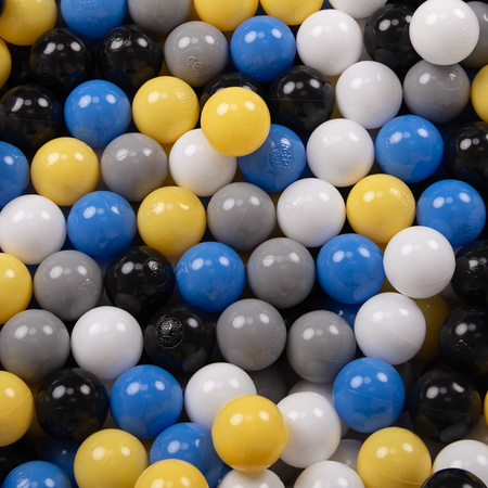 Baby Spielzelt Mit Plastikbällen Für Kinder Leicht und Kompakt ideal für Drinnen Und Draußen Fördert Sensorische Integration Schneller Aufbau, blau:schwarz-weiß-grau-blau-gelb, 200 Bällen