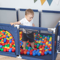 Laufstall Baby Großer Spielplatz mit Bällen Laufgitter für Kinder, Dunkelblau:gelb/grün/blau/rot/orange, 100 Bällen