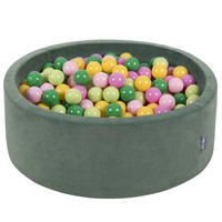 KiddyMoon Bällebad Bällepool mit bunten Bällen ∅ 7Cm  für Babys Kinder Rund, Frühling:hellgrün/grün/gelb/puderrosa/hellpink, 90 x 30 cm 300 Bälle