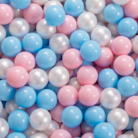 KiddyMoon Bällebad Bällepool mit bunten Bällen ∅ 7Cm  für Babys Kinder Rund, hellgrau:baby blau/rosa/perle, 90 x 30 cm 300 Bälle