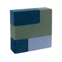 KiddyMoon Schaumstoff Würfel für Baby Weiche Velours Blöcke Schaum Spielzeug Montessori-Spielzeug mit Schaum und viel Spaß für Kinder, Hergestellt in der EU, Lagunetürkis-Waldgrün-Wüstenrosa-Eisblau, 9 Stücke