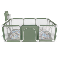 Laufstall Baby Großer Spielplatz mit Bällen Laufgitter für Kinder, grün:perle/grau/transparent/babyblau/minze, 200 Bällen