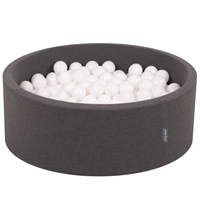 KiddyMoon Bällebad Bällepool mit bunten Bällen ∅ 7Cm  für Babys Kinder Rund, Dunkelgrau, 90 x 30 cm 200 Bälle
