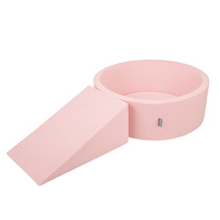 KiddyMoon Spielplatz aus Schaumstoff mit Bällebad und Bällen Hindernisläufen, pink:babyblue/puderrosa/perle, Bällebad (200 Bälle) + Zwickel